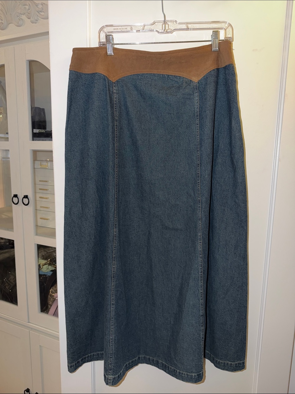 Denim Western Midi Skirt XL